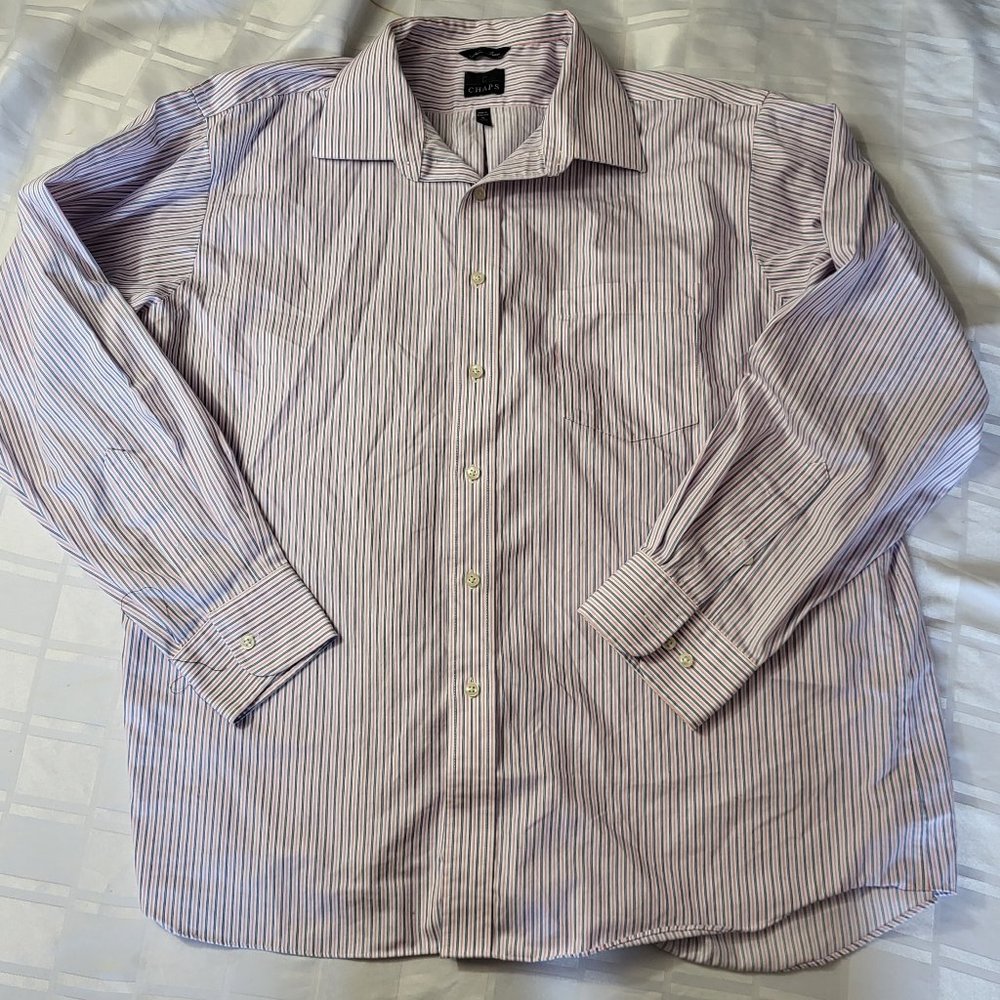 CHAPS BUTTON UP FRONT LONG SLEEVE CASUAL SHIRT SIZE 18 OR 34/35 CLASSIC FIT